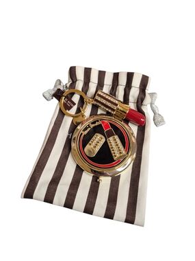 RARE Henri Bende Swavoski Crystal Lipstick Compact Mirror & Keychain